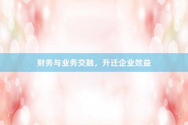 财务与业务交融，升迁企业效益